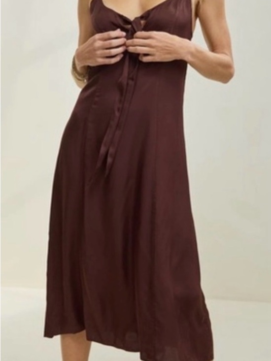 aerie Dresses & Skirts - aerie Chocolate Brown Satin Slip Dress with Spaghetti Straps